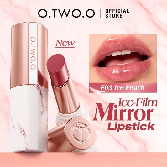 O.TWO.O Lipstick Glossy Lip Tint Mirror Ice-film 24h Moisturize Nourish Smooth Long-Lasting Wear Gloss Lip Glaze Lipstick Makeup