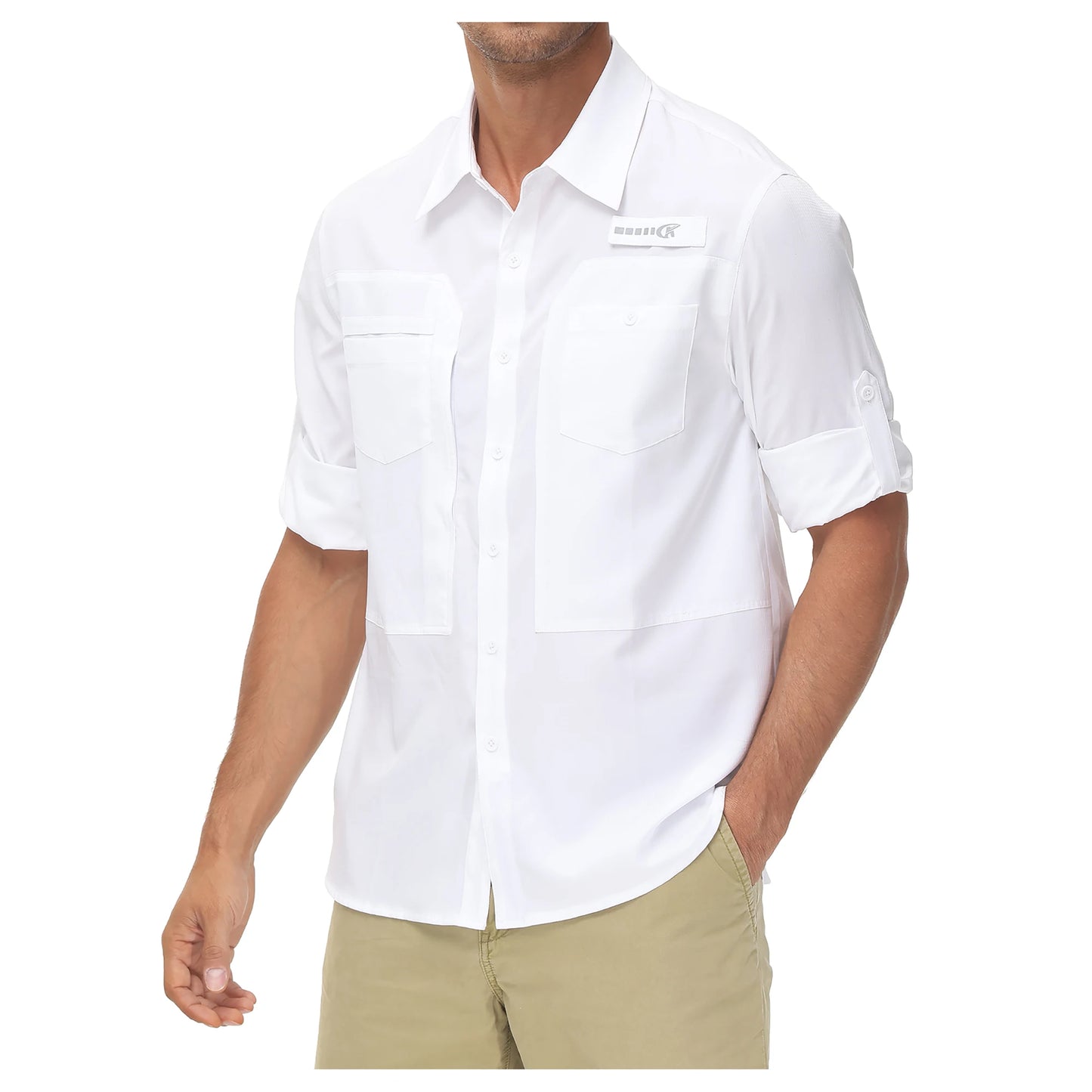 Summer Men's UPF 50+ Casual Long Sleeve Fishing Shirts, Lightweight Tactical Button Down Shirt with Breathable Back Mesh