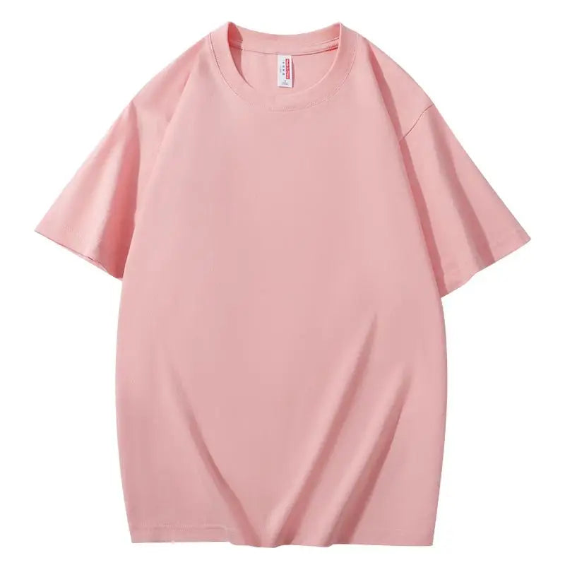 220 grams pure cotton short-sleeved custom logo solid-color round-neck T-shirt, loose large size, breathable T-shirt custom with