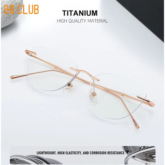 O-Q CLUB Rimless Presbyopic Glasses Woman Optical Titanium Women's Eyeglasses for Reading Glass for Man Eye-glasses -1 Eyewear