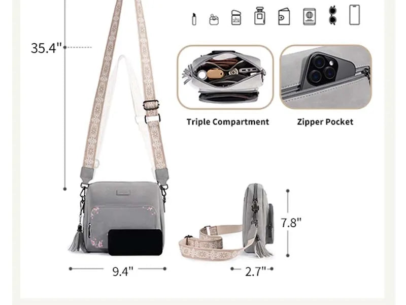 Pomelo Best Crossbody Purses for Women, Soft Leather Medium Cross Body Bags Woman, Shoulder Bag with Adjustable Strap Travel