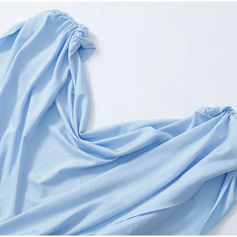 Sexy Blue Hollow-out Pleated Mini Dress Women Deep V-neck Sleeveless Backless Bodycon Vestidos 2026 New Lady Vacation Party Gown