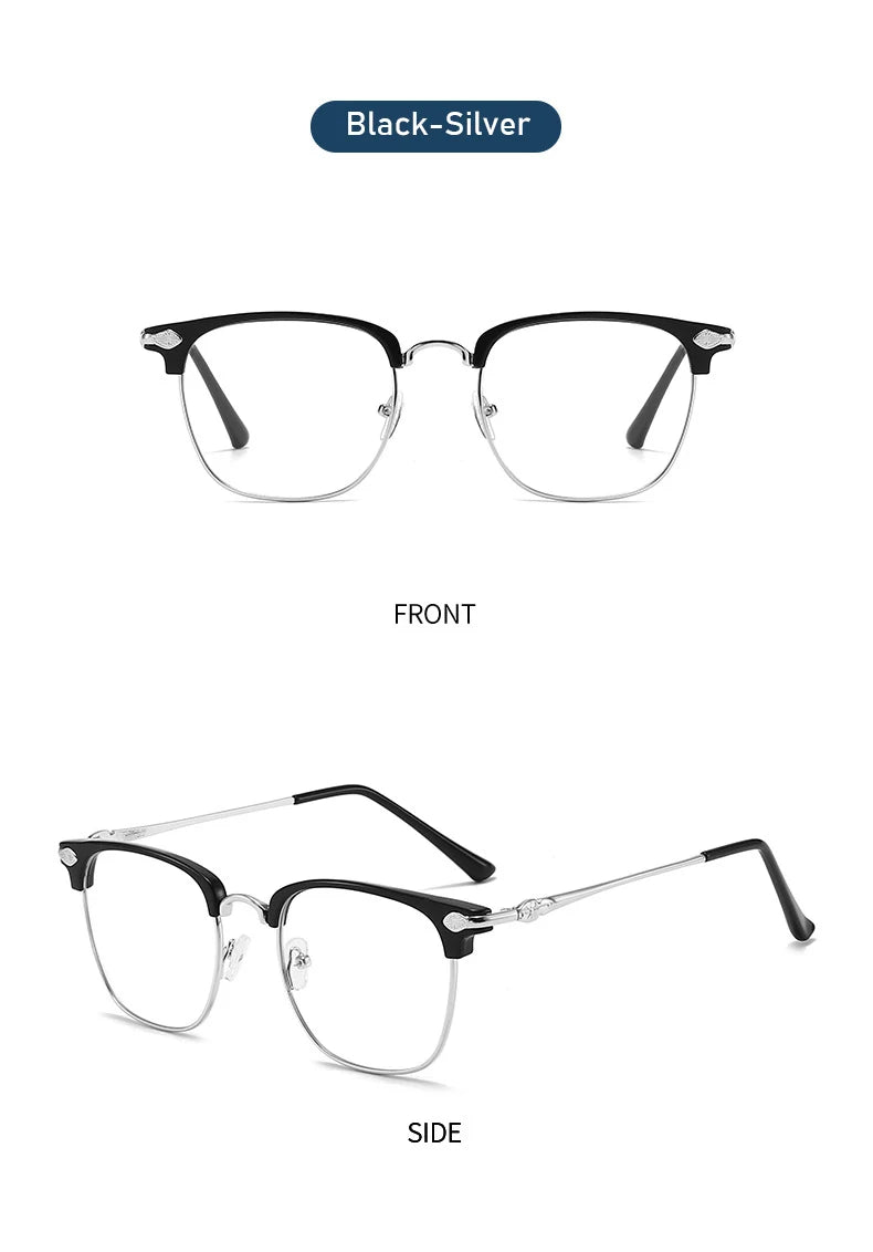 XJiea Anti-blue Light Glasses For Men Fashion Semi Rimless Metal Women Photochromic Eyewear Trendy Office Outdoor Accessory