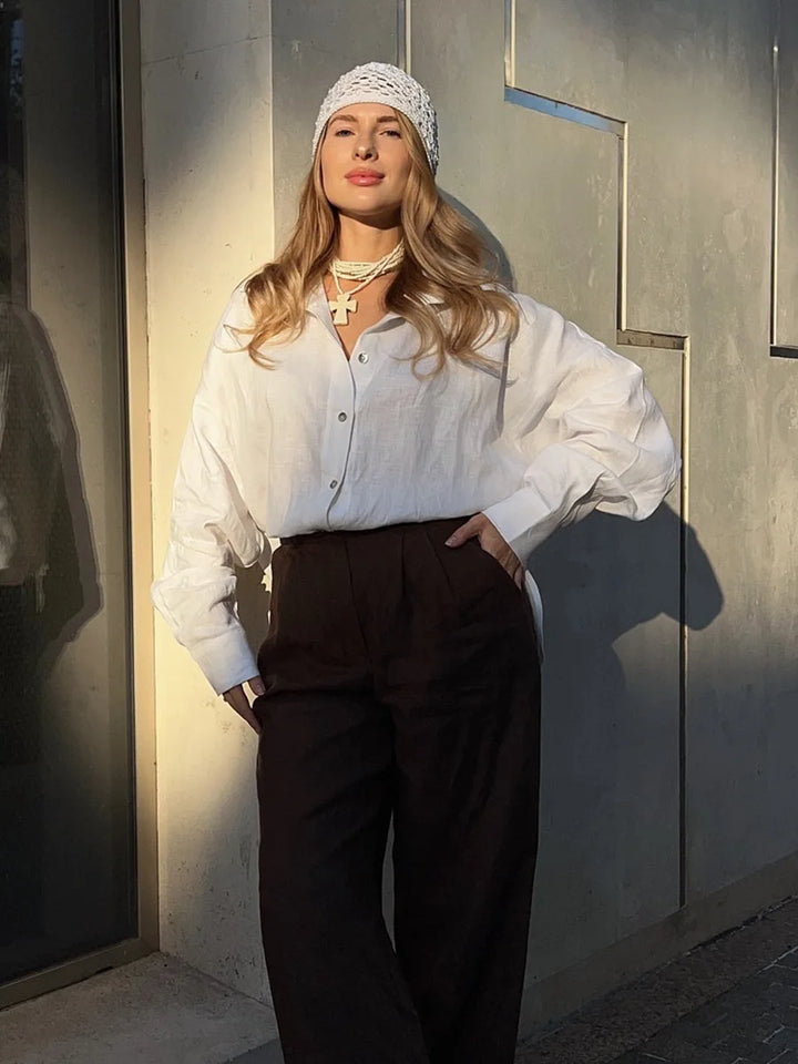 Bornladies 100% Cotton Spring Summer Versatile Lazy Casual Shirt Women&