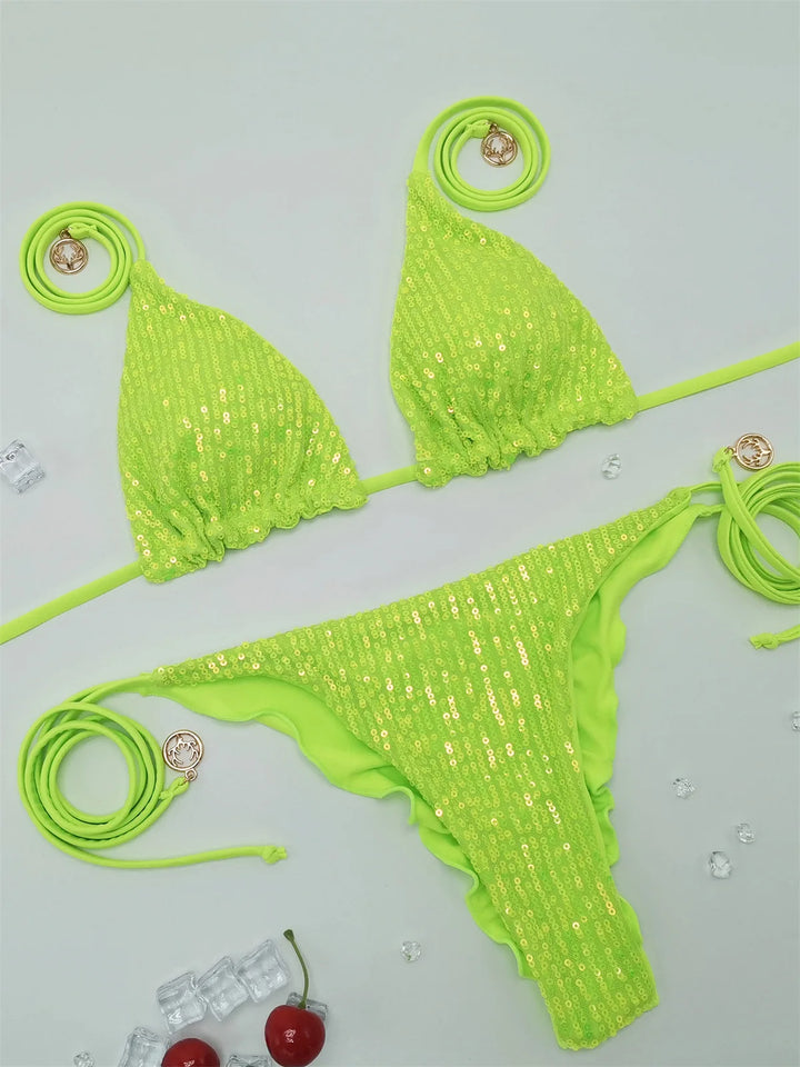 Sparkle Waves Brazilian Bikini Women Inspired Swimwear Designer Female Swimsuit Two-pieces Bikini set Bather Bathing Suit Vacay