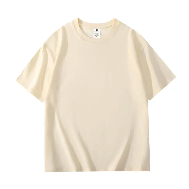 200 grams pure cotton short-sleeved custom logo solid-color round-neck T-shirt, loose large size, breathable T-shirt custom with