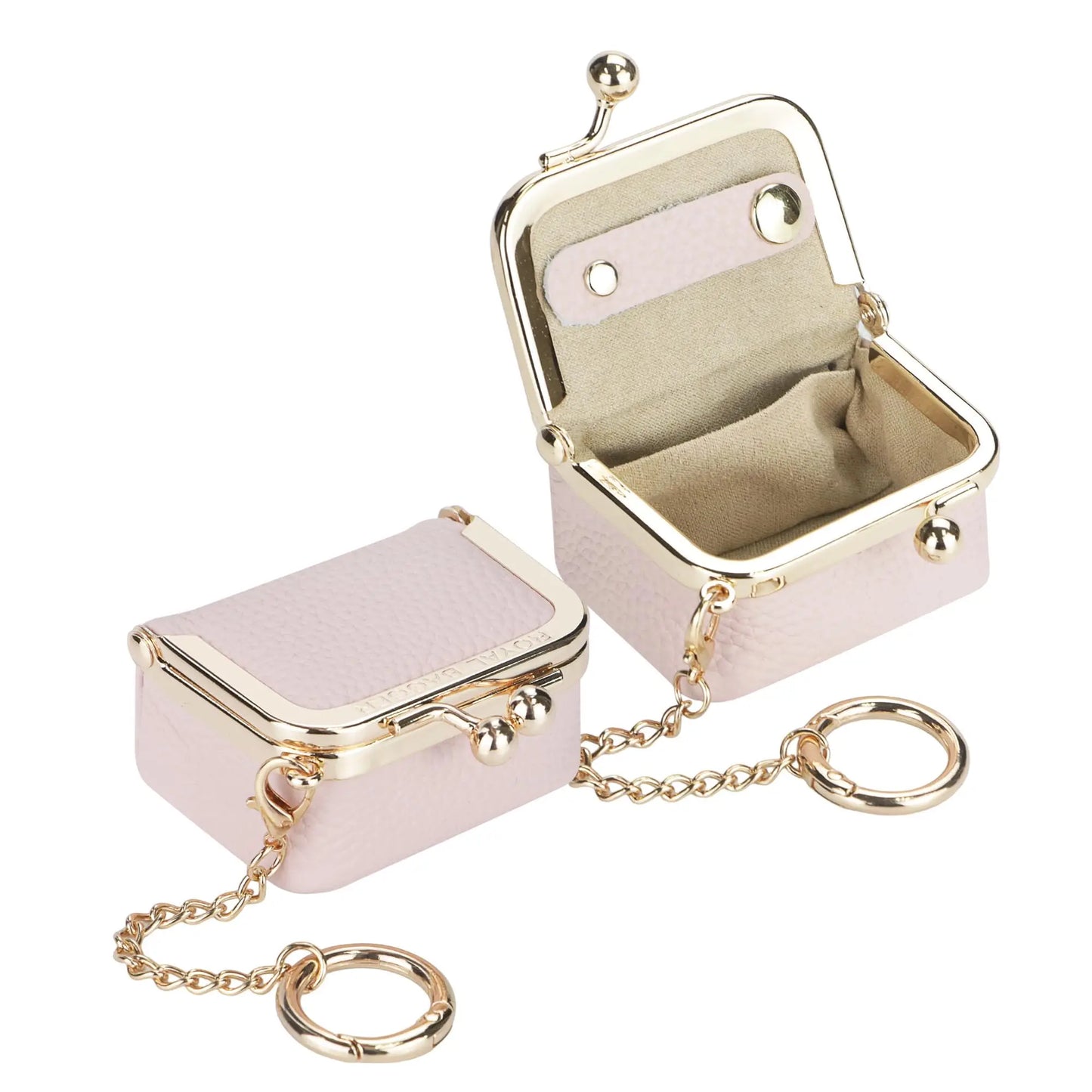 Royal Bagger Wallet Genuine Leather Kiss Lock Coin Purse Solid Color Square Leather Jewelry Bag Multifunctional Mini Small Item