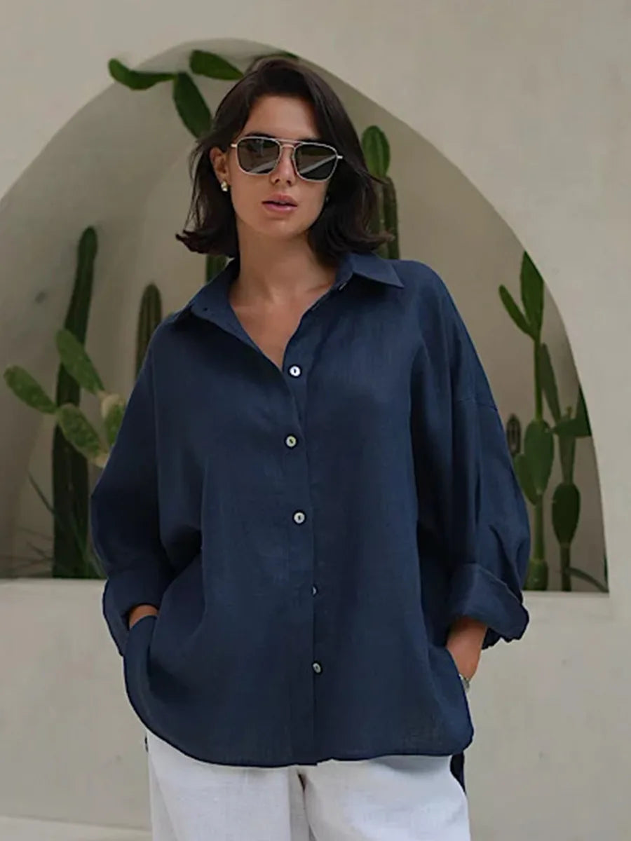 Bornladies 100% Cotton Spring Summer Versatile Lazy Casual Shirt Women&