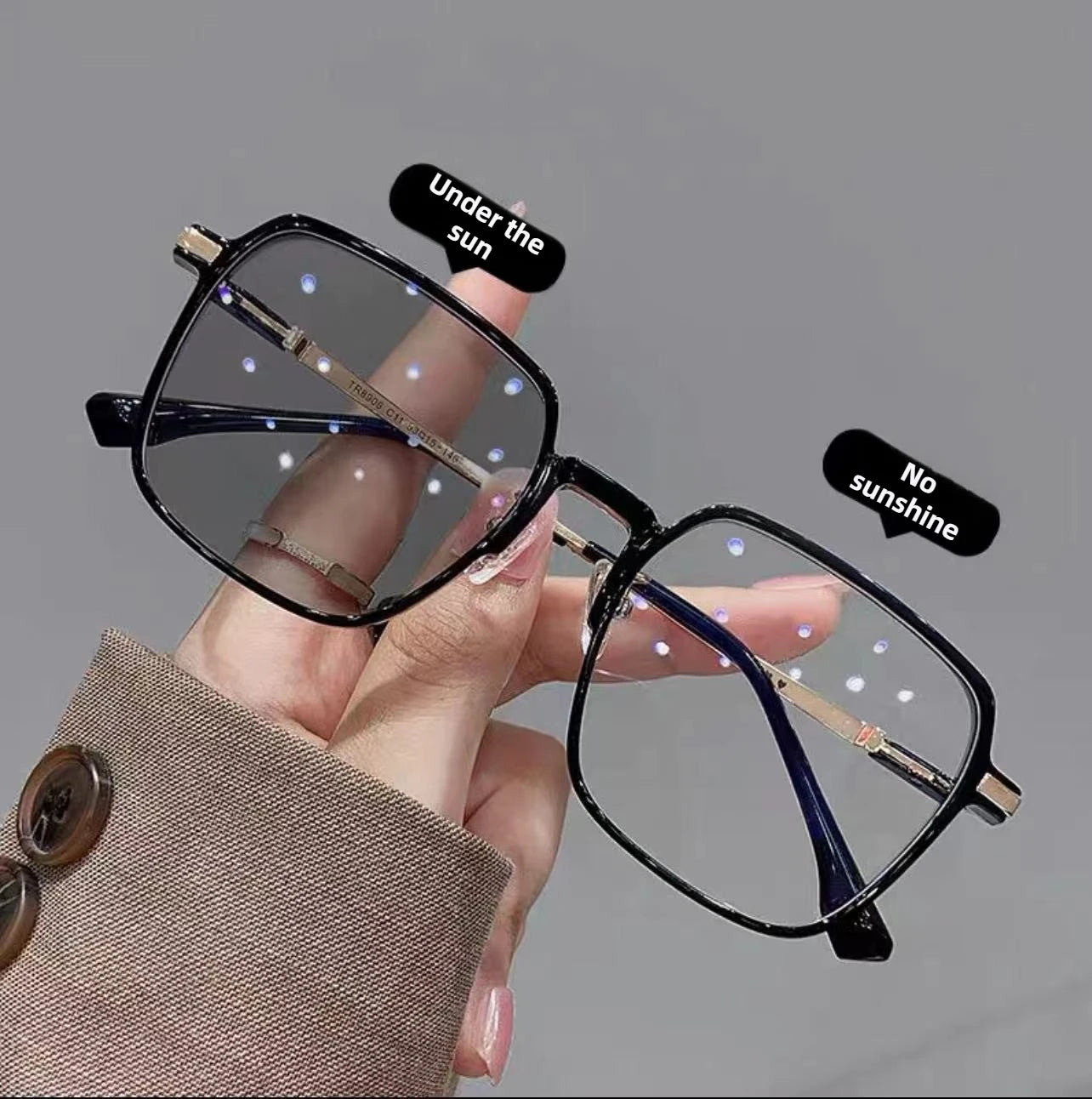 Photochromic Anti Blue Light Blocking Reading Glasses Stylish Large Frames for Man and Woman Presbyopia Eyewea Plano Eyeglasses