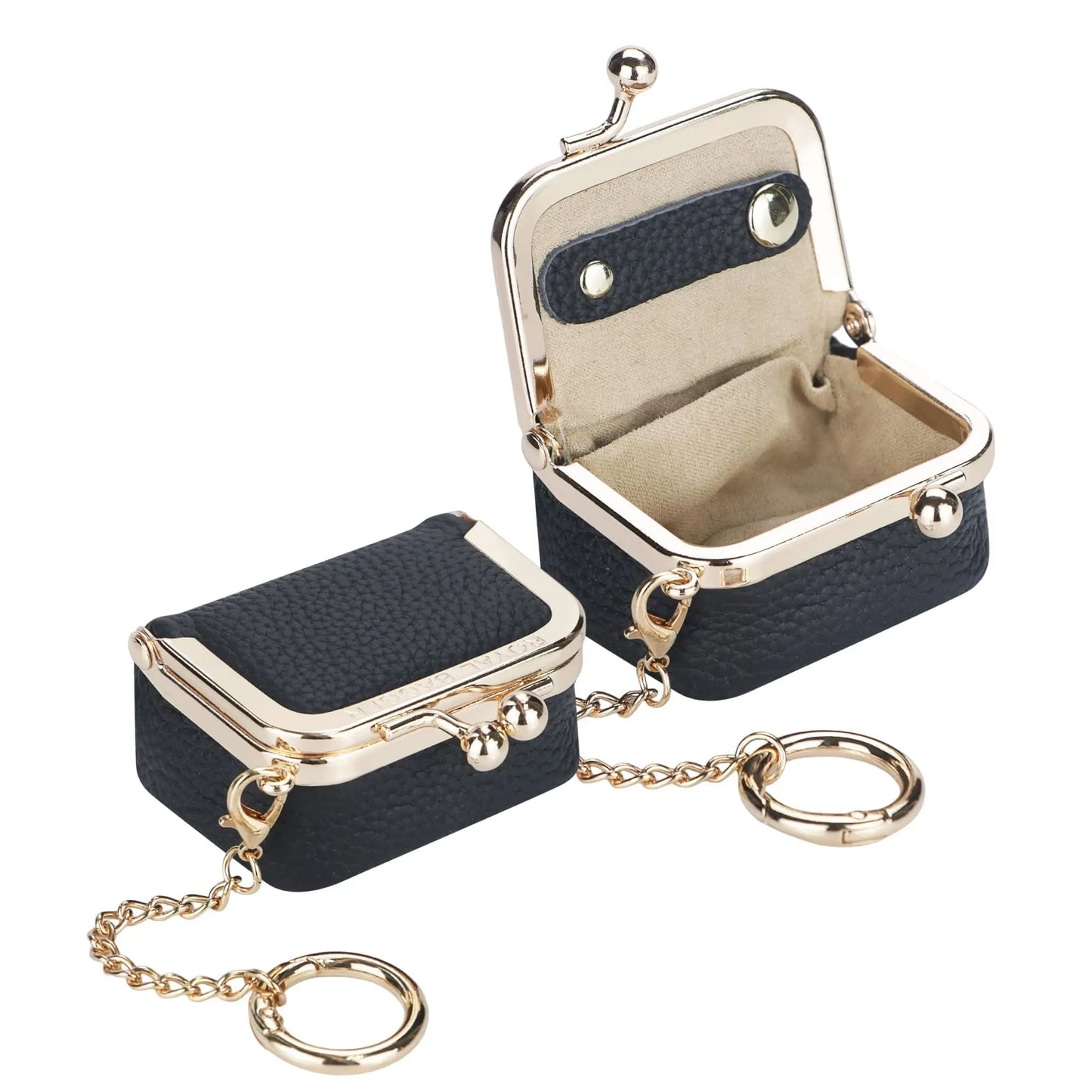 Royal Bagger Wallet Genuine Leather Kiss Lock Coin Purse Solid Color Square Leather Jewelry Bag Multifunctional Mini Small Item