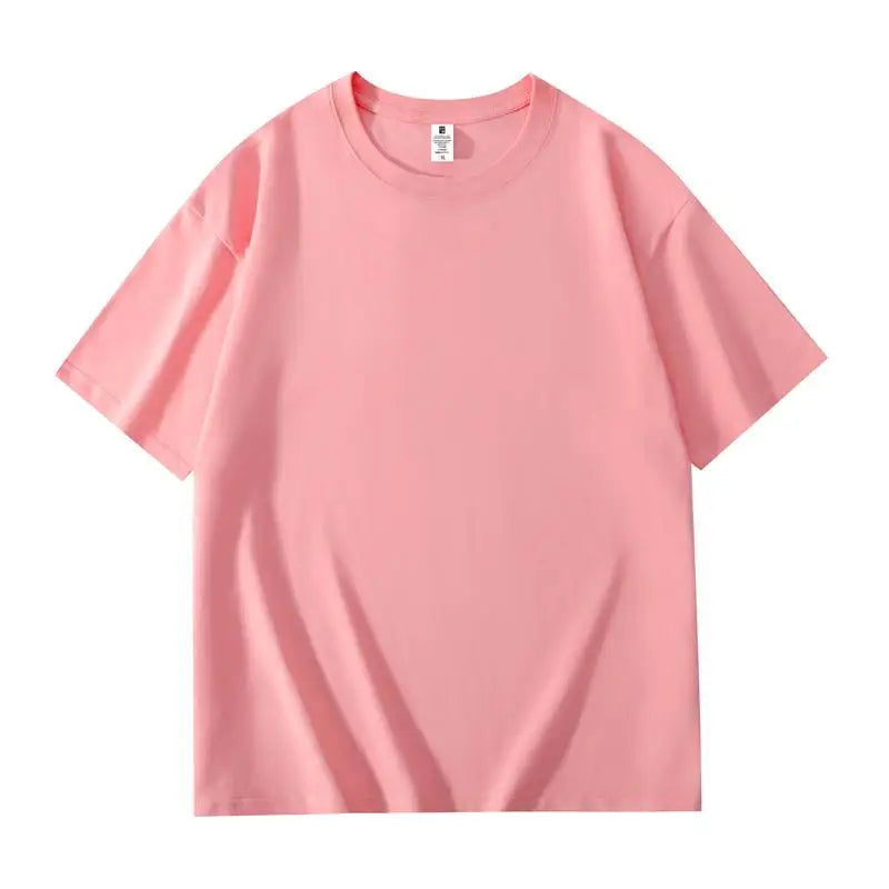 200 grams pure cotton short-sleeved custom logo solid-color round-neck T-shirt, loose large size, breathable T-shirt custom with