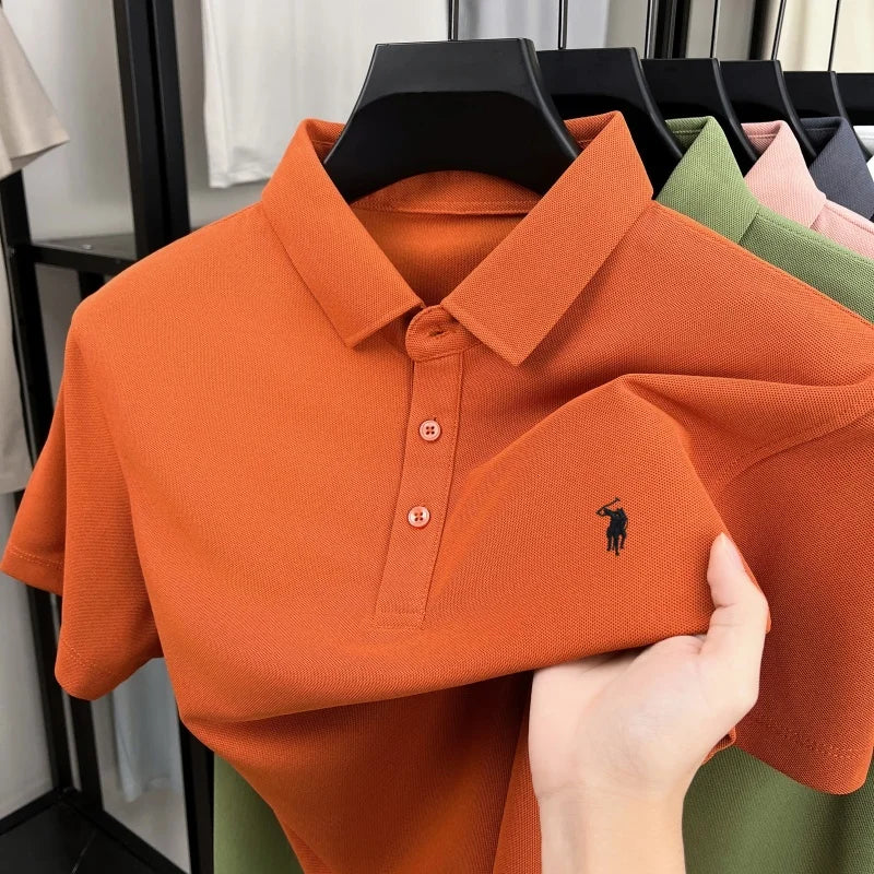 Luxury brand pony embroidered short sleeve men's polo shirt new business casual breathable summer comfort high-end Paul T-shirt