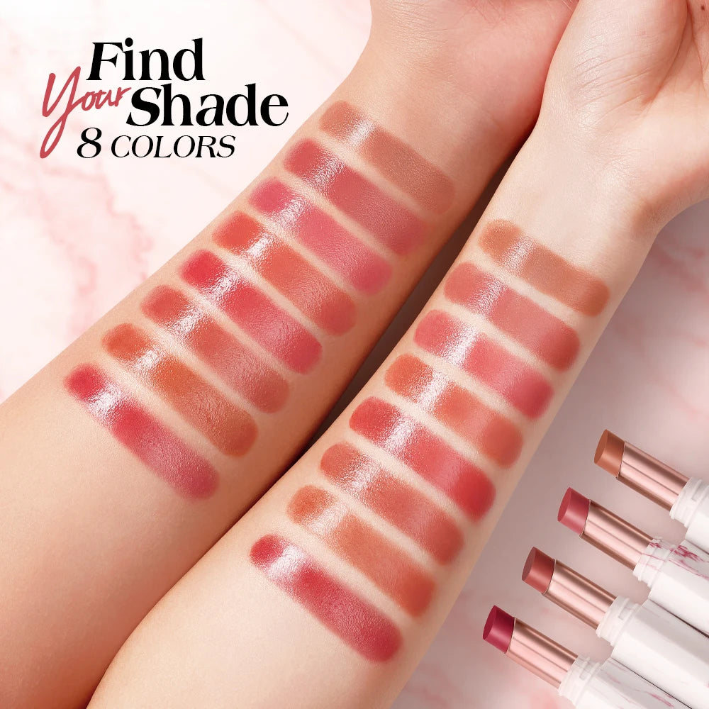 O.TWO.O Lipstick Glossy Lip Tint Mirror Ice-film 24h Moisturize Nourish Smooth Long-Lasting Wear Gloss Lip Glaze Lipstick Makeup