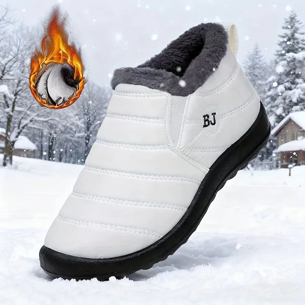 Warm Snow Boots for Women Men Slip Resistant Thick Sole Arctic Insulation Round Toe Outdoor Shoes PU Sole
