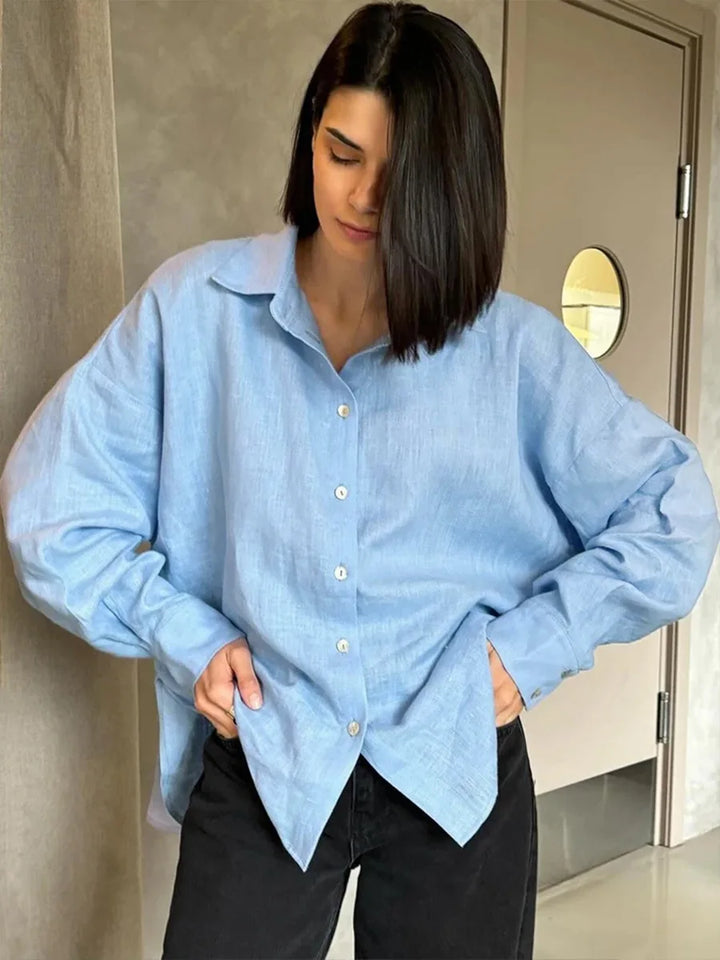 Bornladies 100% Cotton Spring Summer Versatile Lazy Casual Shirt Women&