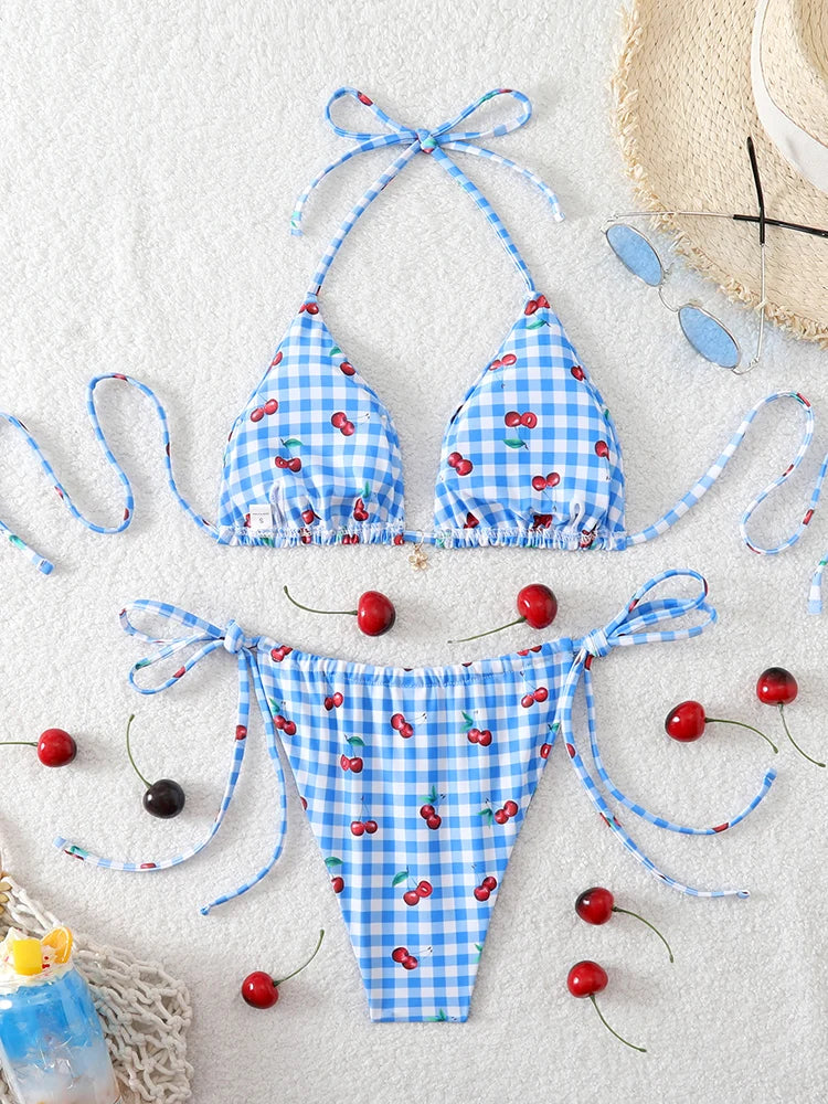 Micro Thong Bikini Triangle Swimwear Sexy Lace Bikini Set 2026 Swimsuit Women 2 Piece Beachwear Bandage Bathing Suits Beach Wear