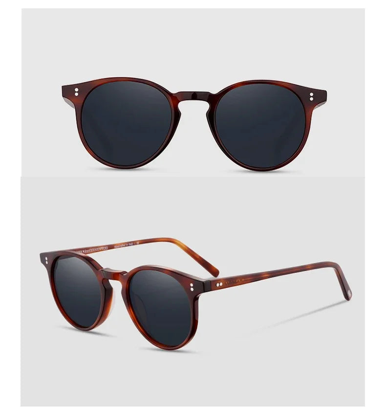 O'Malley High Quality Vintage Sunglasses for Women Polarized Glasses Round Fashion Yellow Sunglasses OV5183 Woman Sun Glasses