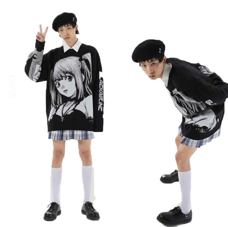 Women Hip Hop Streetwear Harajuku Sweater Vintage Japanese Style Anime Girl Knitted 2023 Cotton Pullover Sweaters Female Clothes