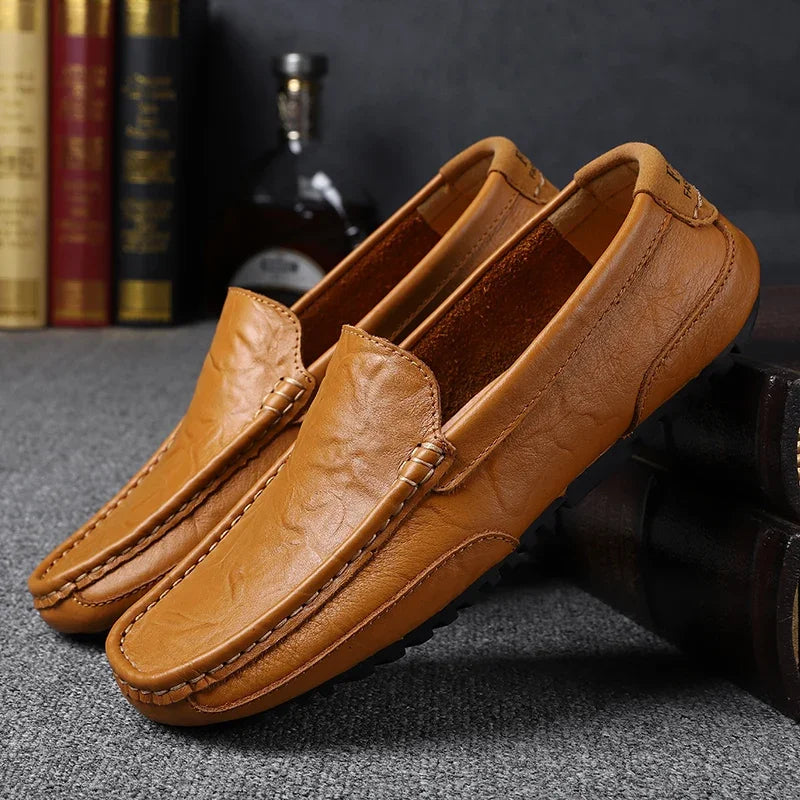 Genuine Leather Breathable Mocasines Casual Loafers Leather Shoes For Men Slip On Formal Italian Driving Flat Chaussure Homme
