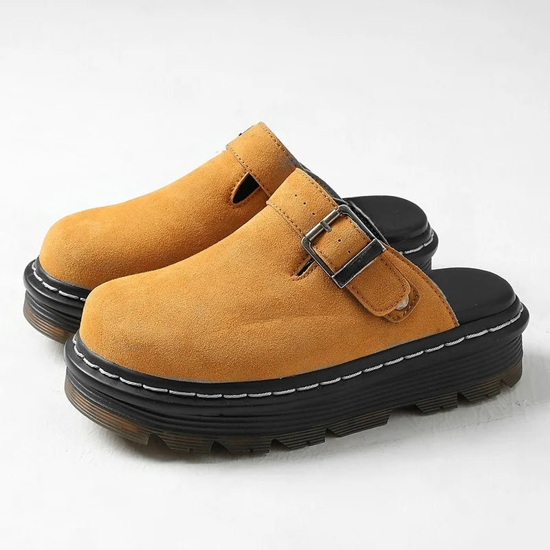 Women's Platform Mules Cork Insole Unisex Clogs Slippers Water Corrugated Sole Non-slip Men's Sandals With Arch Support
