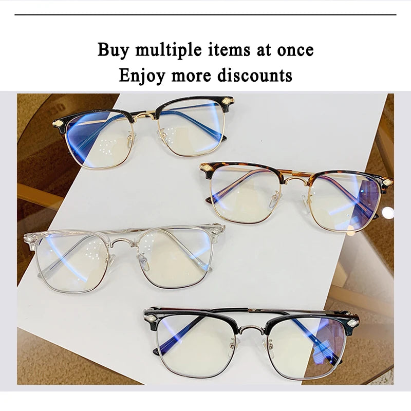 XJiea Anti-blue Light Glasses For Men Fashion Semi Rimless Metal Women Photochromic Eyewear Trendy Office Outdoor Accessory