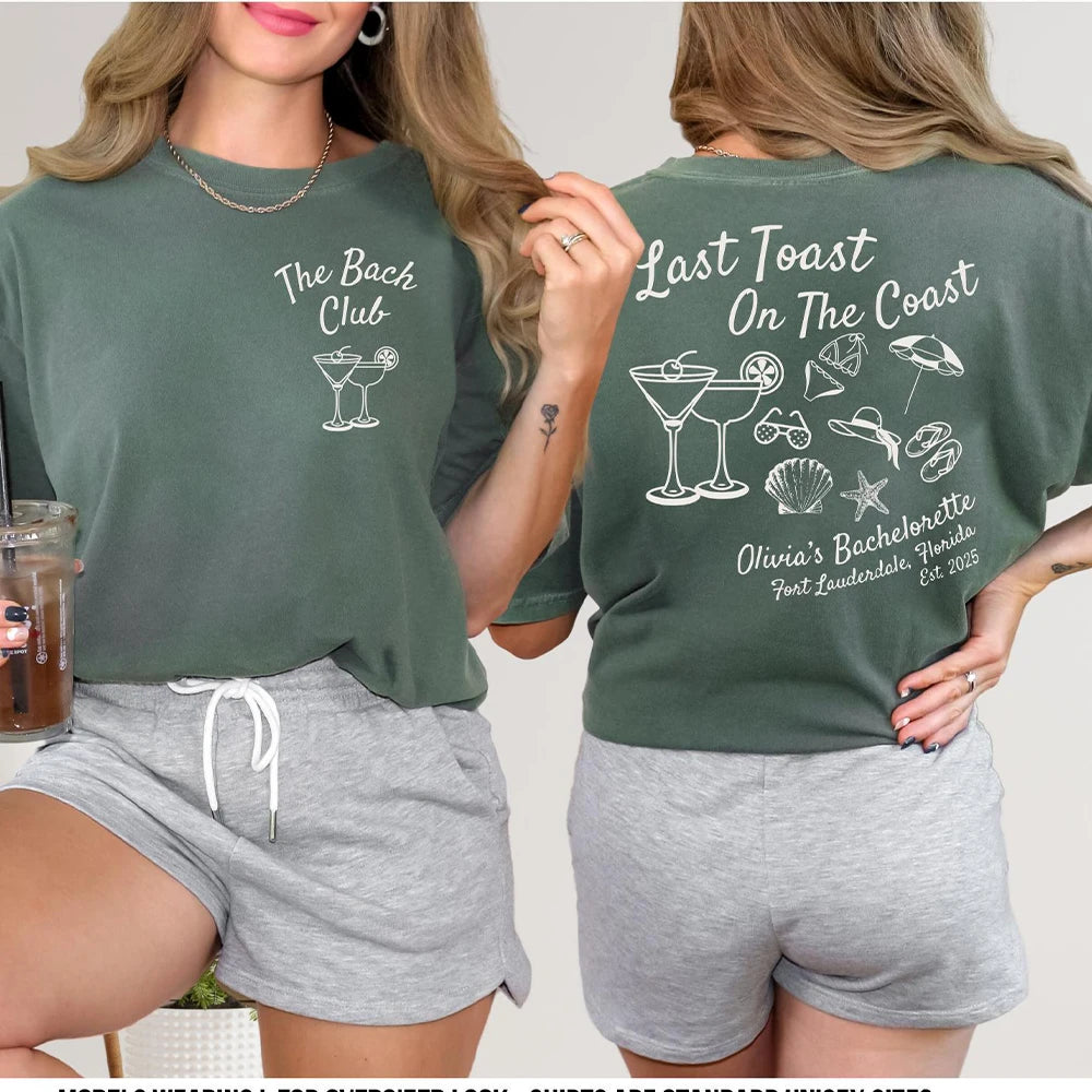 Women Last Toast On The Coast Shirts Beach Bachelorette Party Shirts Funny Comfort Shirts Cotton Y2K Top Daily Trendy Streetwear