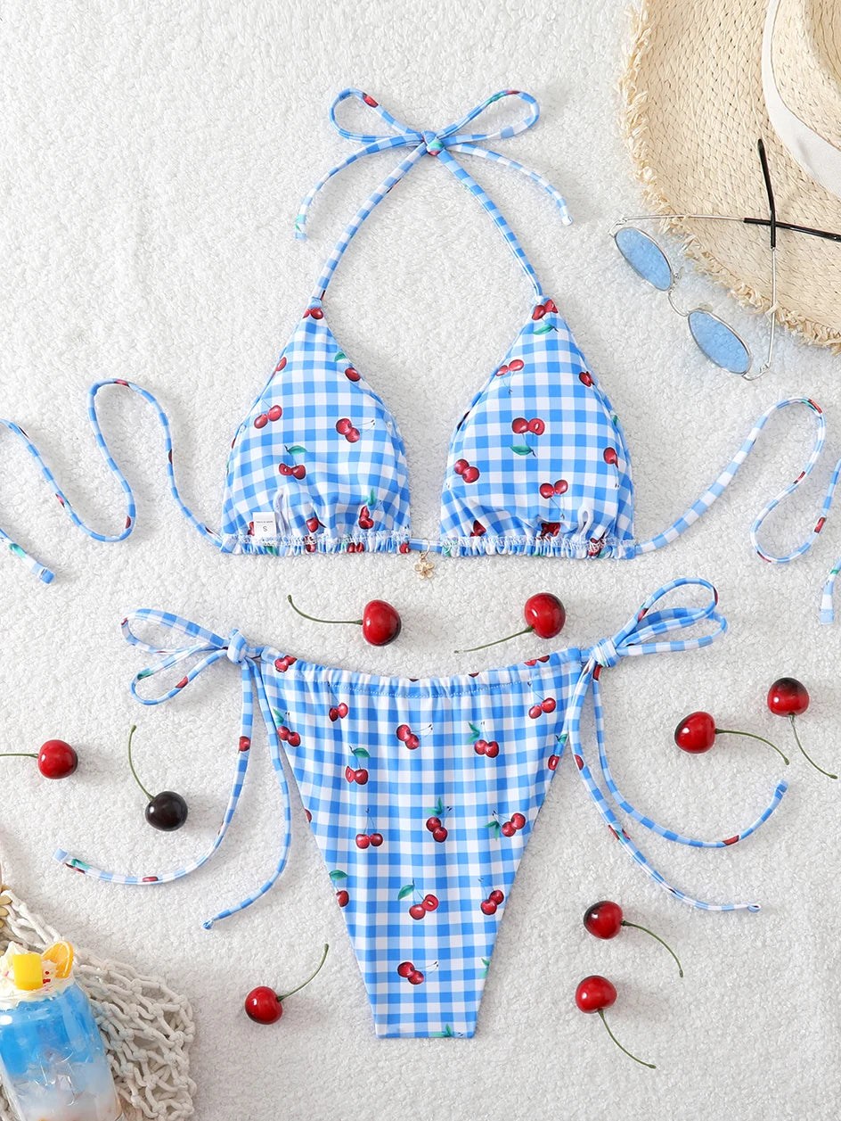 Micro Thong Bikini Triangle Swimwear Sexy Lace Bikini Set 2026 Swimsuit Women 2 Piece Beachwear Bandage Bathing Suits Beach Wear