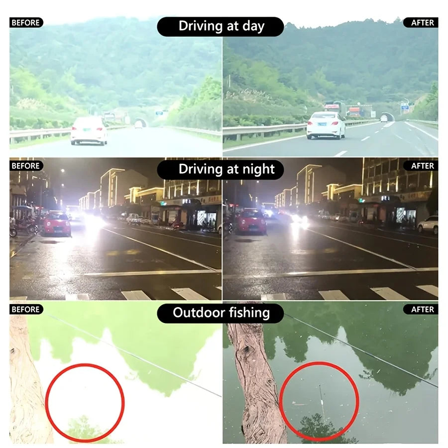 Square Yellow Night Vision Anti-Glare Goggles for Men Women Driving Fishing Beach Sunglasses UV Protection Polycarbonate Glasses