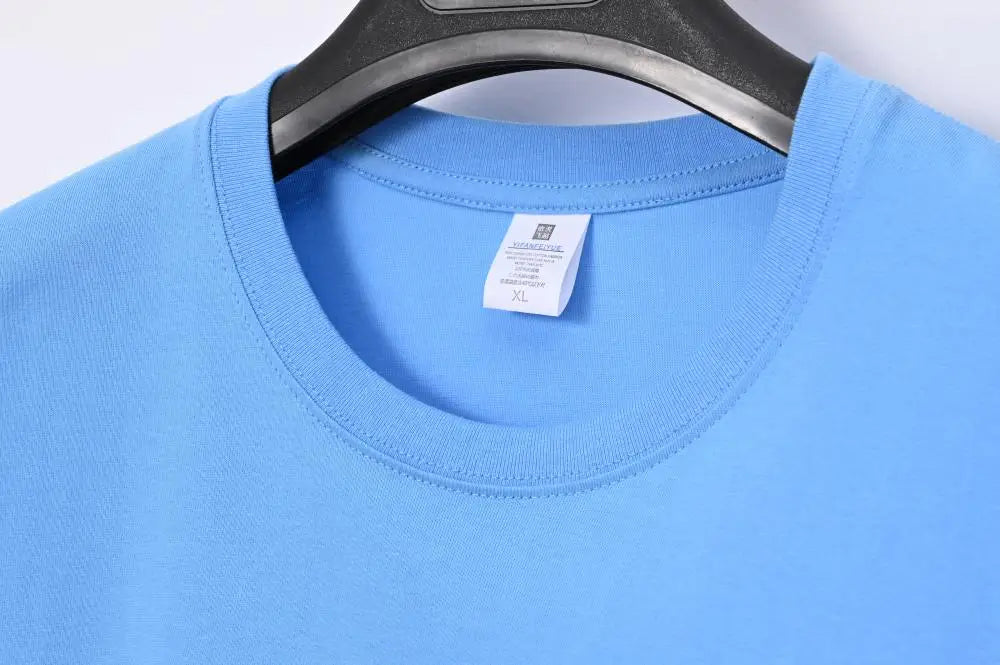 200 grams pure cotton short-sleeved custom logo solid-color round-neck T-shirt, loose large size, breathable T-shirt custom with