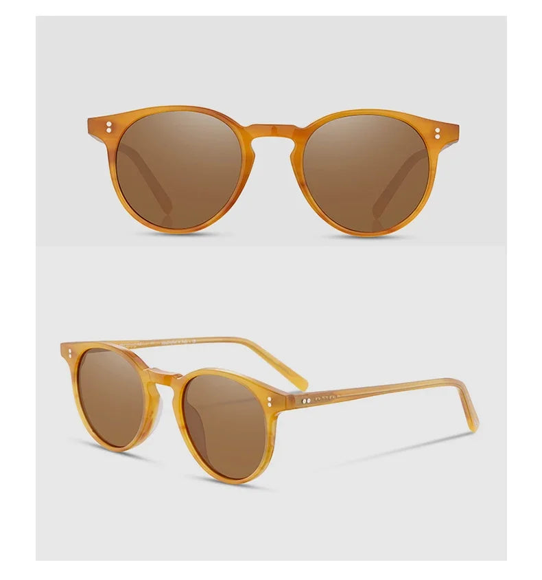 O'Malley High Quality Vintage Sunglasses for Women Polarized Glasses Round Fashion Yellow Sunglasses OV5183 Woman Sun Glasses