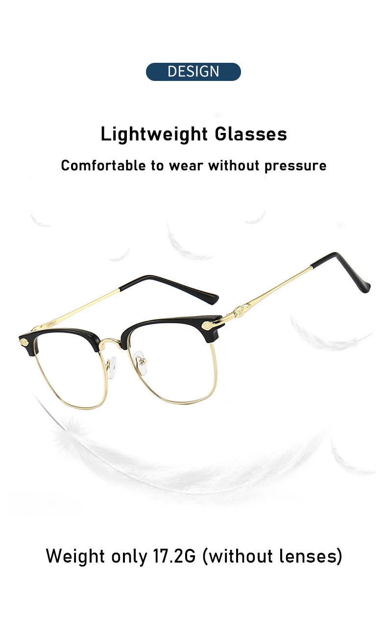 XJiea Anti-blue Light Glasses For Men Fashion Semi Rimless Metal Women Photochromic Eyewear Trendy Office Outdoor Accessory