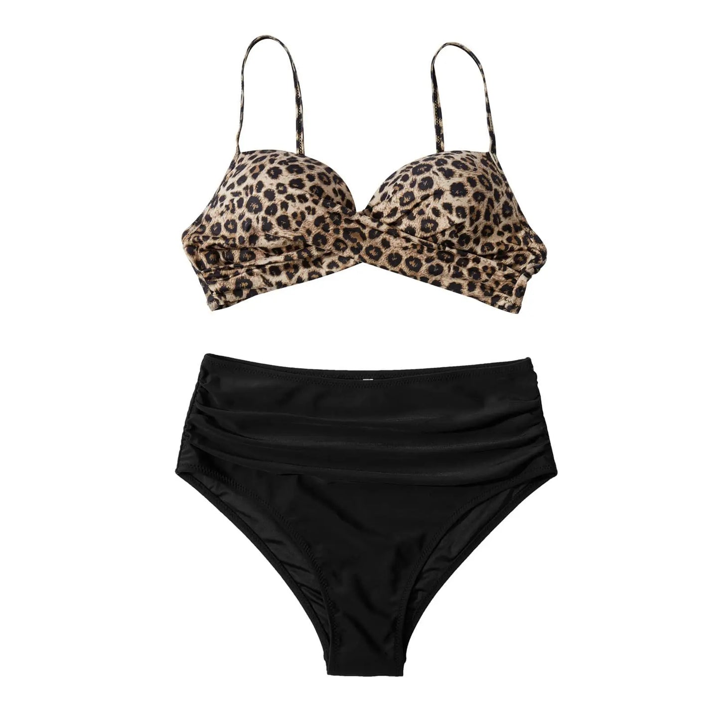 Women's High Waisted Bikini Set 2 Piece Push up Sexy Vintage Ruffled Print Swimsuit Bathing Suit for Women