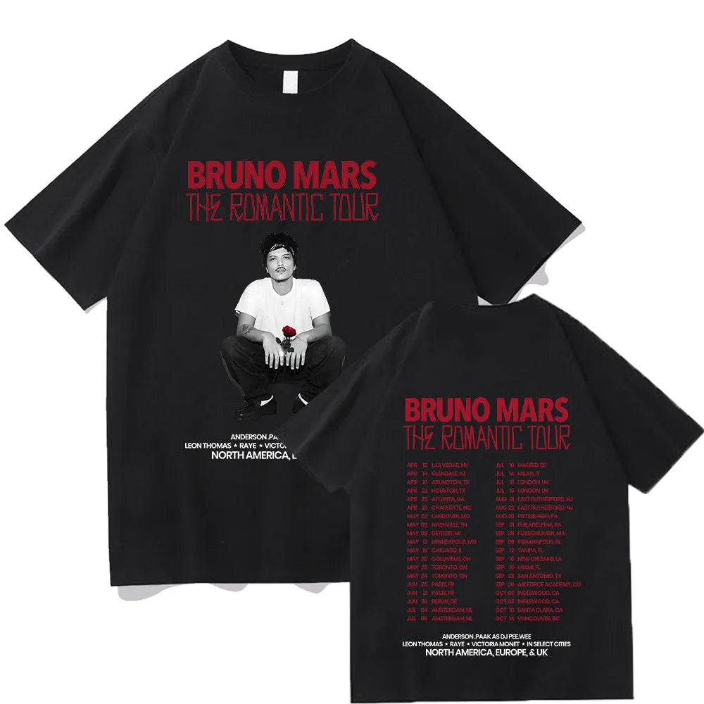 Bruno Mars The Romantic 2026 Tour Tee Bruno Mars T-shirt Unisex Youth and Adult T-shirt Concert Outfits Cotton Comfort Chic Tops