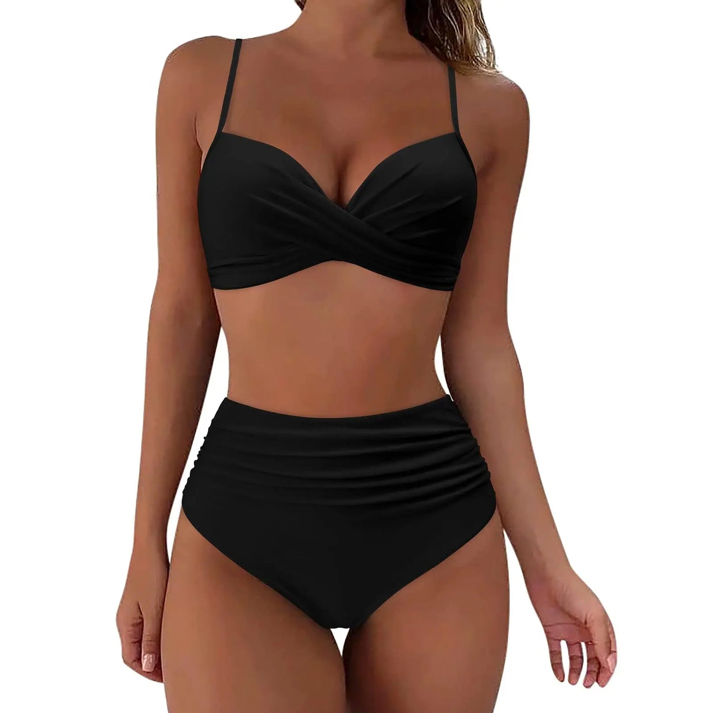 Women's High Waisted Bikini Set 2 Piece Push up Sexy Vintage Ruffled Print Swimsuit Bathing Suit for Women