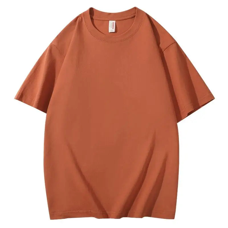 220 grams pure cotton short-sleeved custom logo solid-color round-neck T-shirt, loose large size, breathable T-shirt custom with