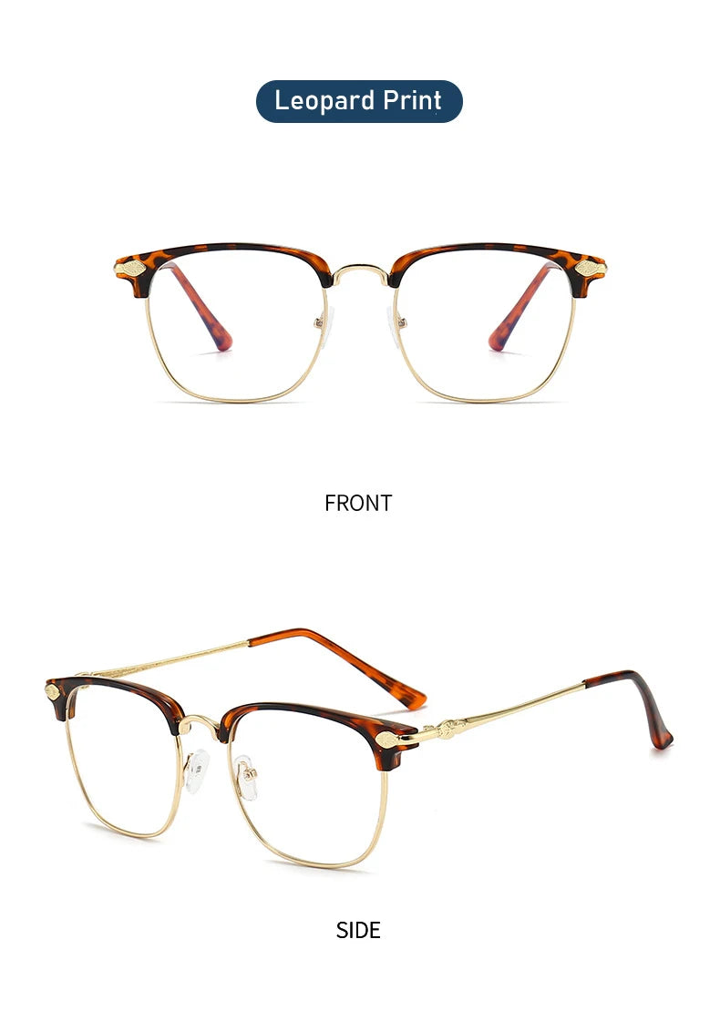 XJiea Anti-blue Light Glasses For Men Fashion Semi Rimless Metal Women Photochromic Eyewear Trendy Office Outdoor Accessory