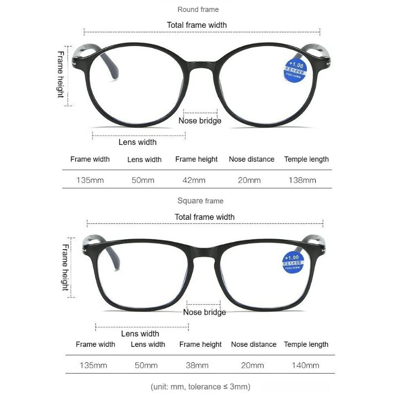 Unisex Comfortable Eyewear Ultra Lightweight Anti Blue Light Blocking HD Reading Glasses for Man and Woman Presbyopia Eyeglasses