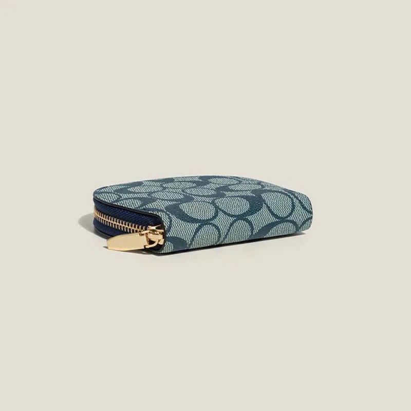 Ele Retro Ladies Wallet Multi-Card ort Clutch Bag Document Purse Faionable Zipper Closure PVC Youth Geometric Pattern