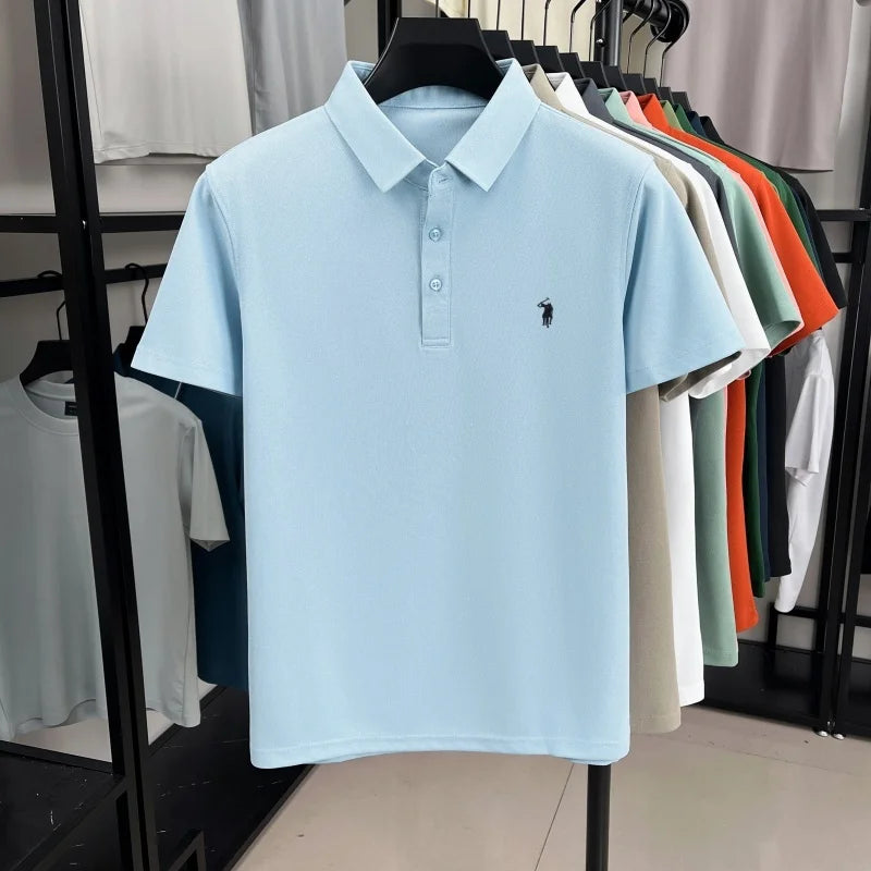 Luxury brand pony embroidered short sleeve men's polo shirt new business casual breathable summer comfort high-end Paul T-shirt