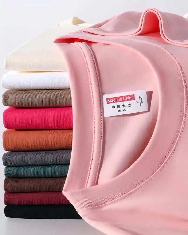 220 grams pure cotton short-sleeved custom logo solid-color round-neck T-shirt, loose large size, breathable T-shirt custom with