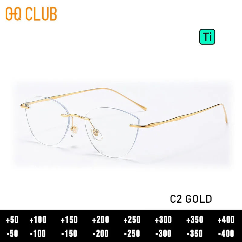 O-Q CLUB Rimless Presbyopic Glasses Woman Optical Titanium Women's Eyeglasses for Reading Glass for Man Eye-glasses -1 Eyewear