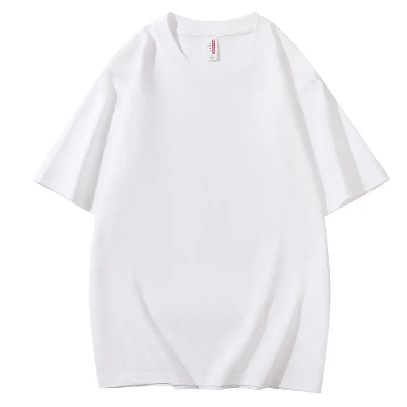 220 grams pure cotton short-sleeved custom logo solid-color round-neck T-shirt, loose large size, breathable T-shirt custom with