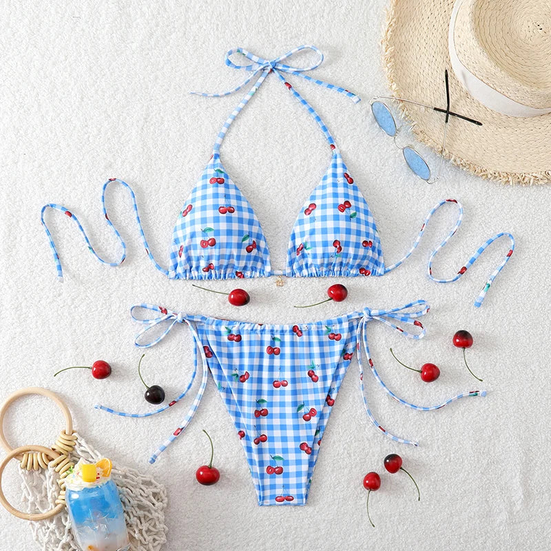 Micro Thong Bikini Triangle Swimwear Sexy Lace Bikini Set 2026 Swimsuit Women 2 Piece Beachwear Bandage Bathing Suits Beach Wear