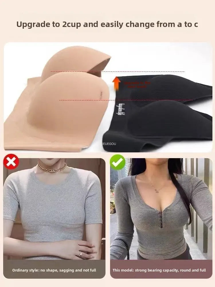 12CM Extreme Push Up Strapless Bra - No Wire, Back Support, Adhesive Sticky Bra for Lift Cleavage Non-Slip Invisible Nude Bra