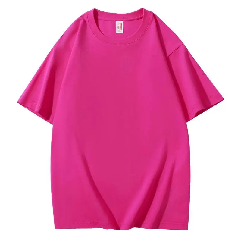 220 grams pure cotton short-sleeved custom logo solid-color round-neck T-shirt, loose large size, breathable T-shirt custom with