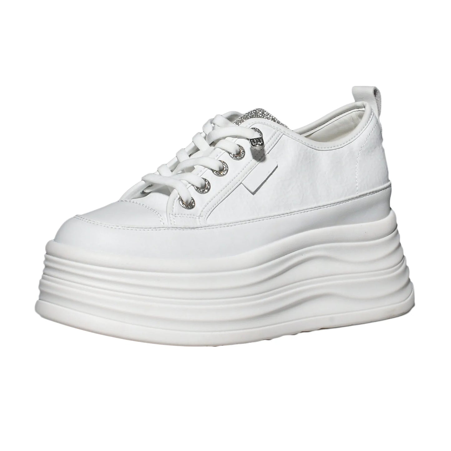 Fujin 9cm 3 inch comfortable platform sneakers for women Genuine Leather Women Vulcanized Shoes Platform High Heels Casual Shoes