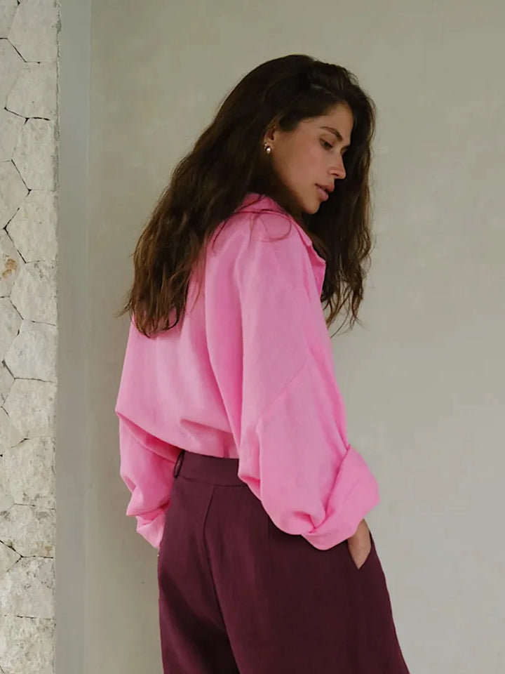 Bornladies 100% Cotton Spring Summer Versatile Lazy Casual Shirt Women&