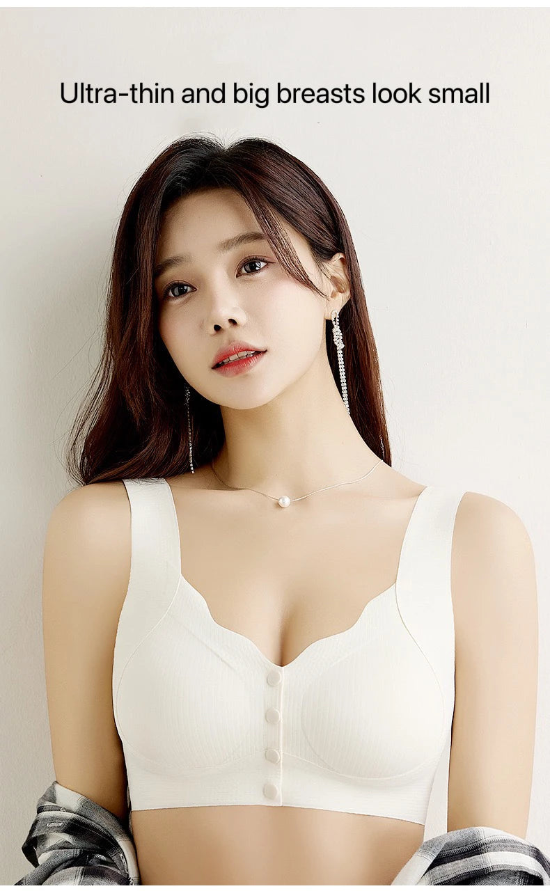 1pcs Women's Front Opening Buckle Bra Ms.Basic Anti Sagging Vest With Padded Female Brassier Lady Ice Silk Seamless Comfort Bras