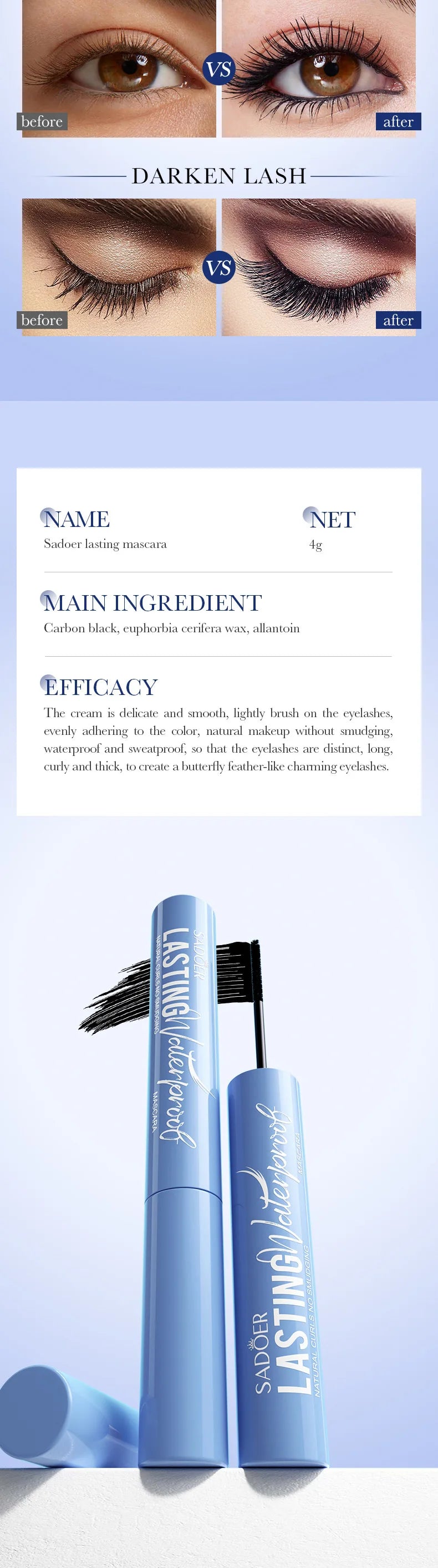 5D Waterproof Mascara Lengthening Eyelashes Women's Make-up Waterproof Mascara Black Silk Fibre Mascara Korean Cosmetics New