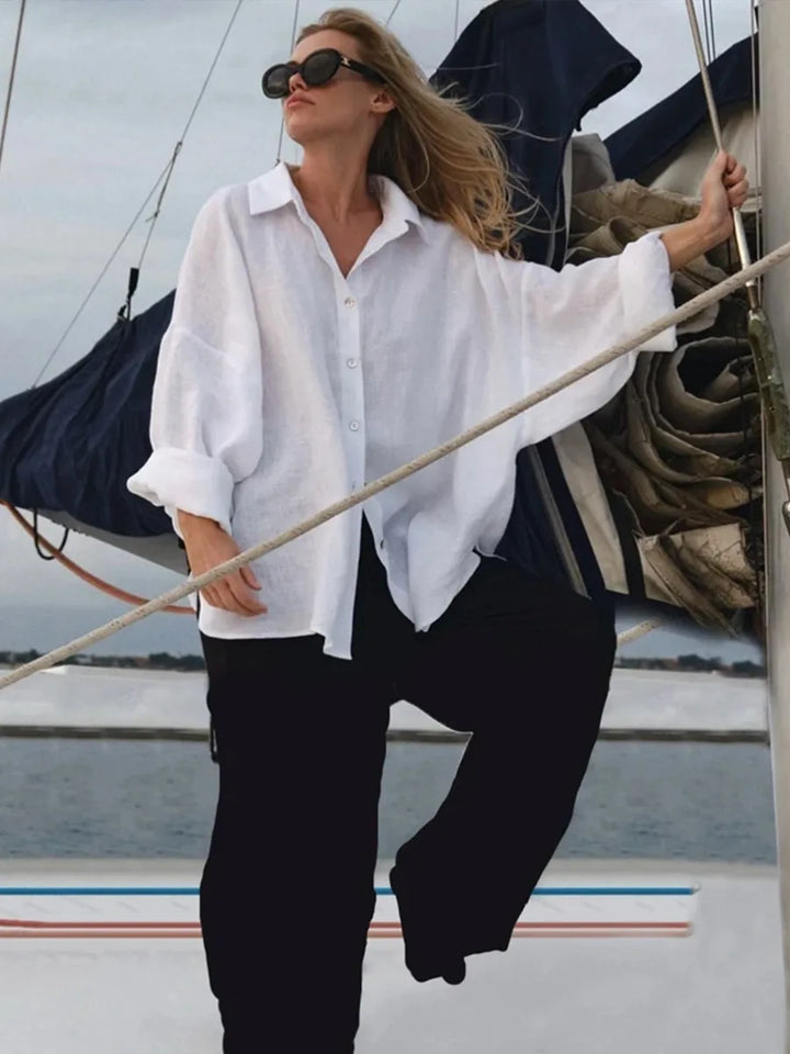 Bornladies 100% Cotton Spring Summer Versatile Lazy Casual Shirt Women&